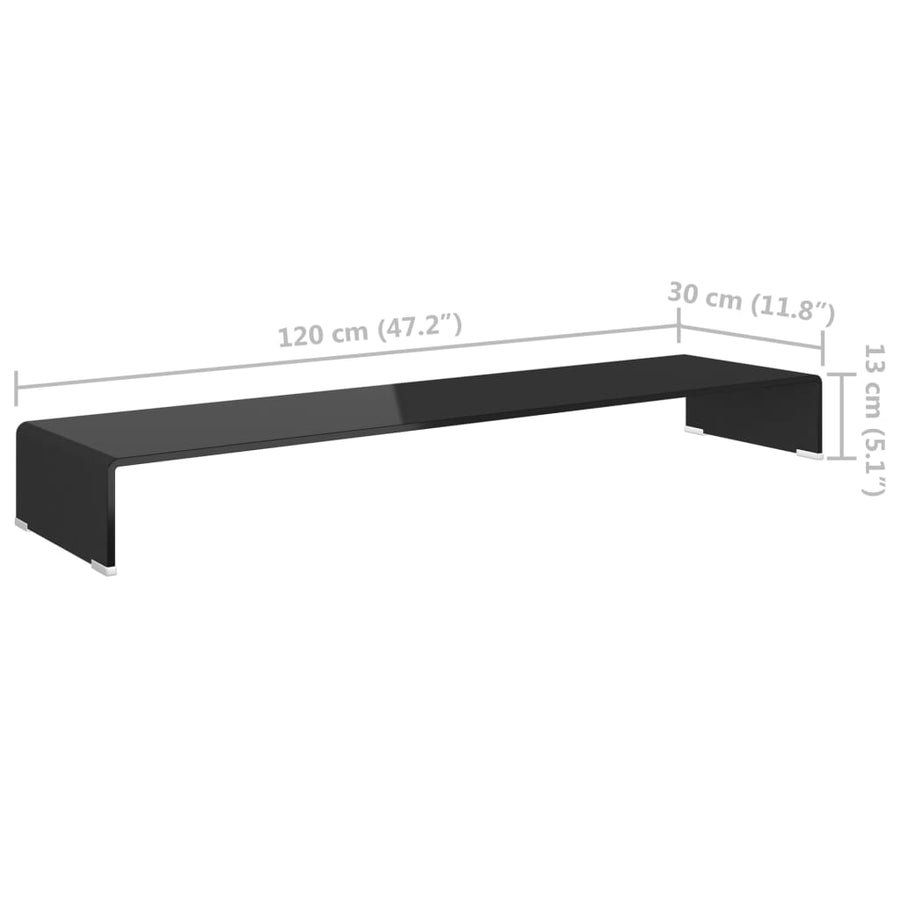 Tv-Meubel/Monitorverhoger Glas 120 x 30 x 13 cm Zwart