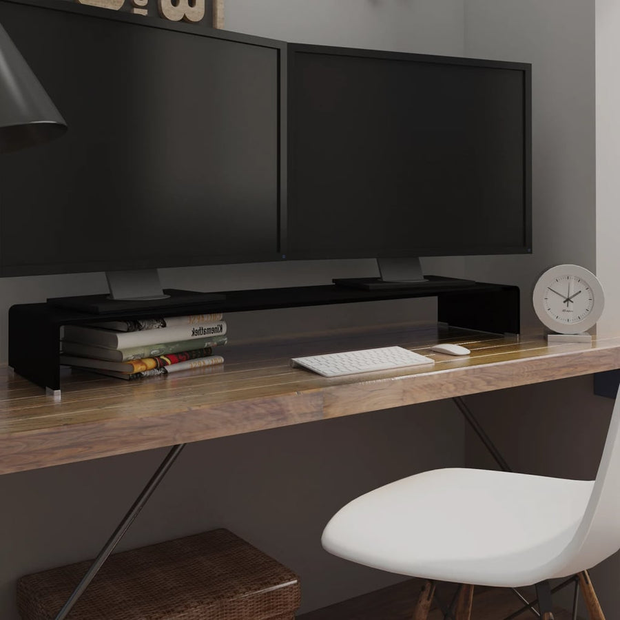 Tv-Meubel/Monitorverhoger Glas 120 x 30 x 13 cm Zwart