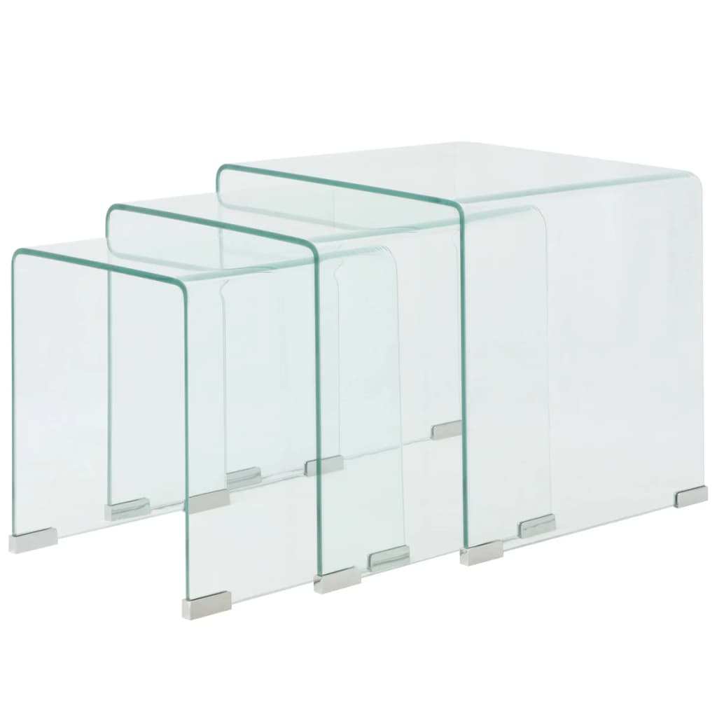 Bijzettafel Set -Dlg Transparant Gehard Glas 3