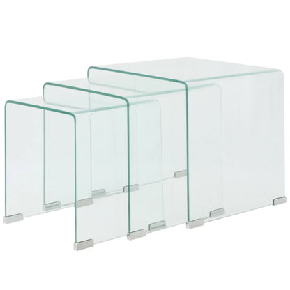 Bijzettafel Set -Dlg Transparant Gehard Glas 3