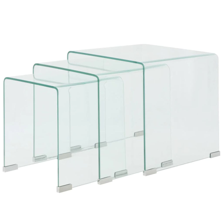 Bijzettafel Set -Dlg Transparant Gehard Glas 3