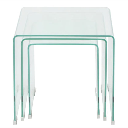 Bijzettafel Set -Dlg Transparant Gehard Glas 3