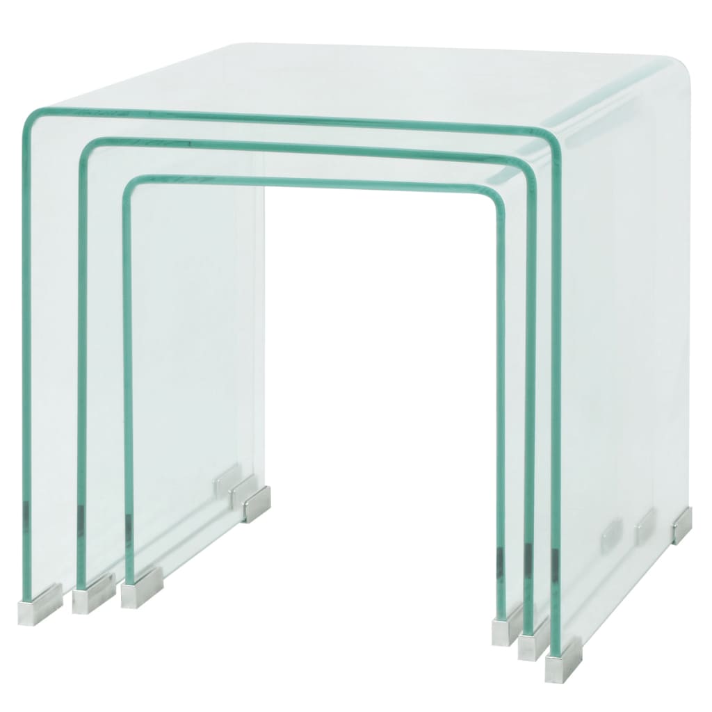 Bijzettafel Set -Dlg Transparant Gehard Glas 3