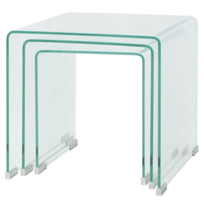 Bijzettafel Set -Dlg Transparant Gehard Glas 3