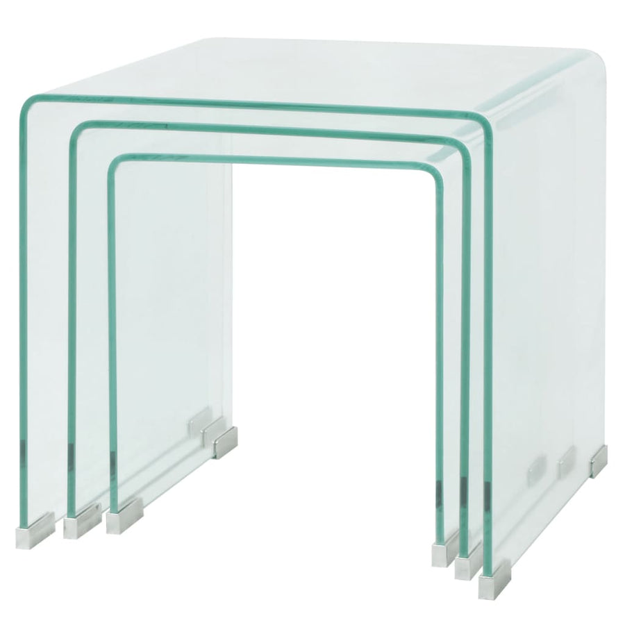 Bijzettafel Set -Dlg Transparant Gehard Glas 3