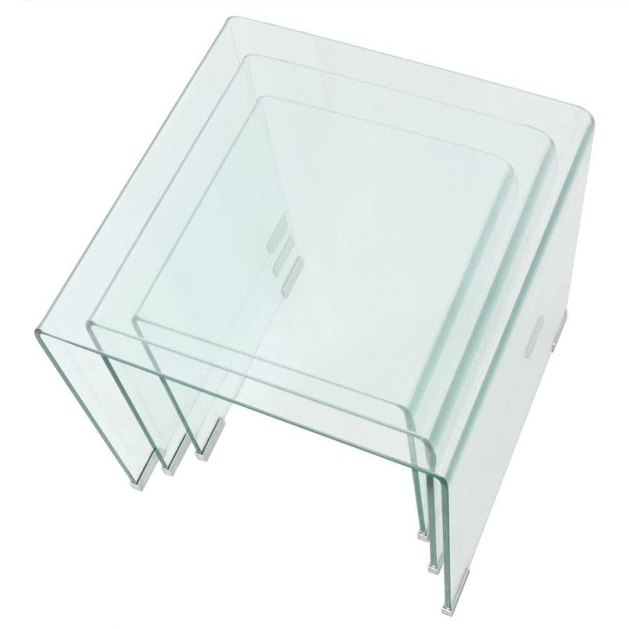 Bijzettafel Set -Dlg Transparant Gehard Glas 3