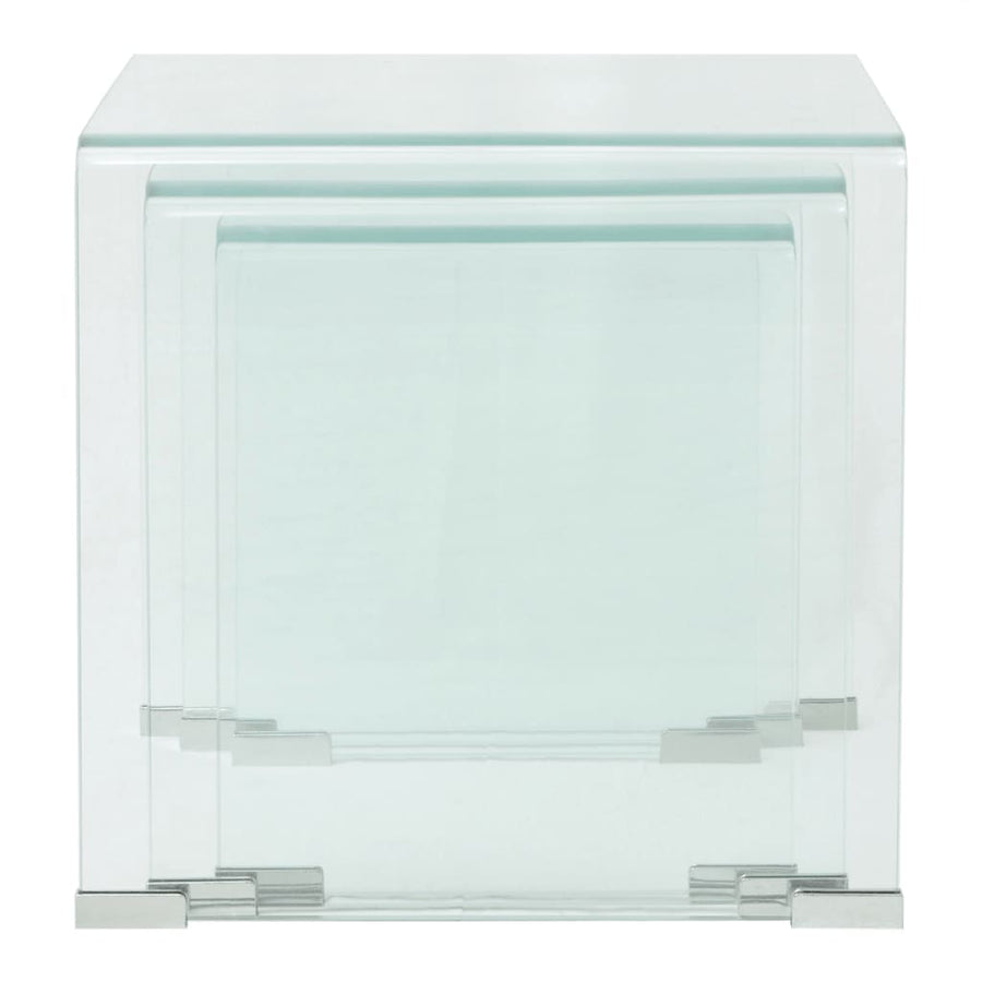 Bijzettafel Set -Dlg Transparant Gehard Glas 3
