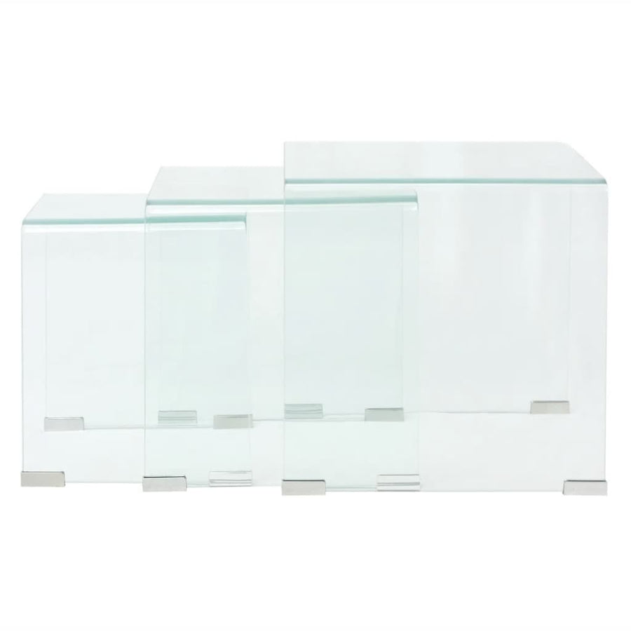 Bijzettafel Set -Dlg Transparant Gehard Glas 3