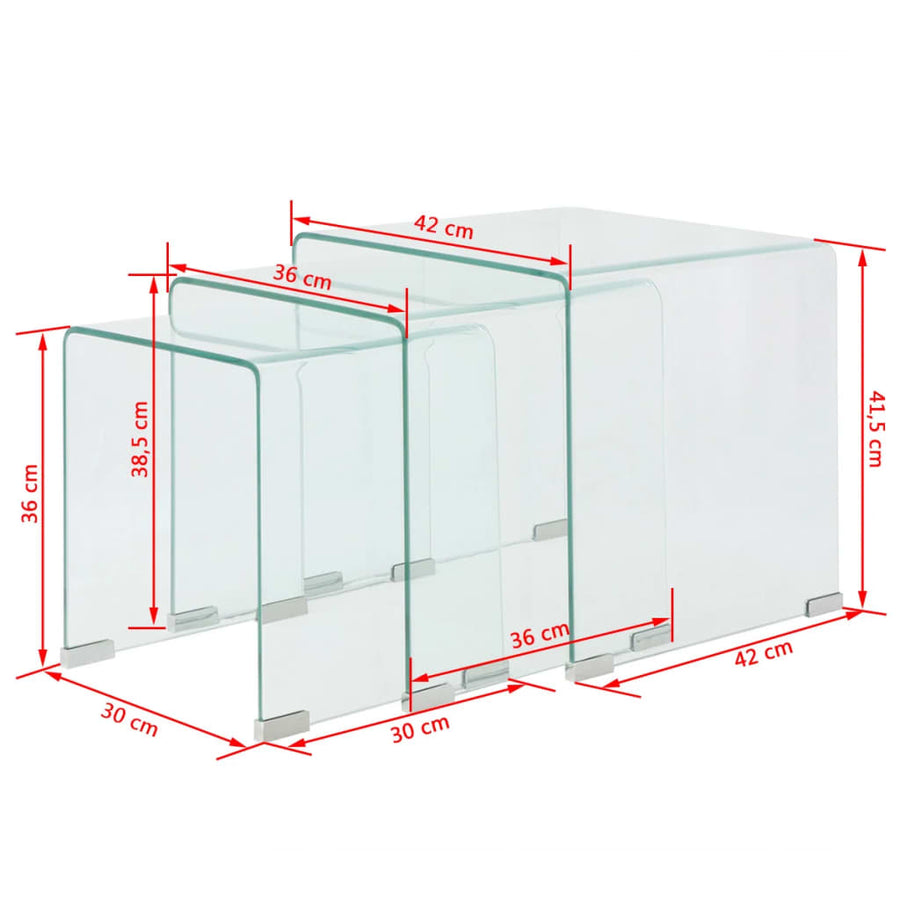Bijzettafel Set -Dlg Transparant Gehard Glas 3