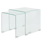 Side table set 2-pc transparent tempered glass