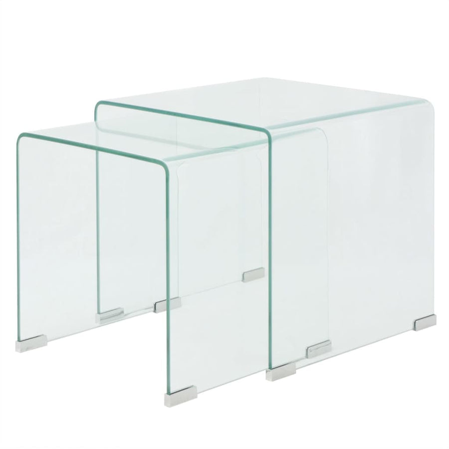 Bijzettafel Set -Dlg Transparant Gehard Glas 2