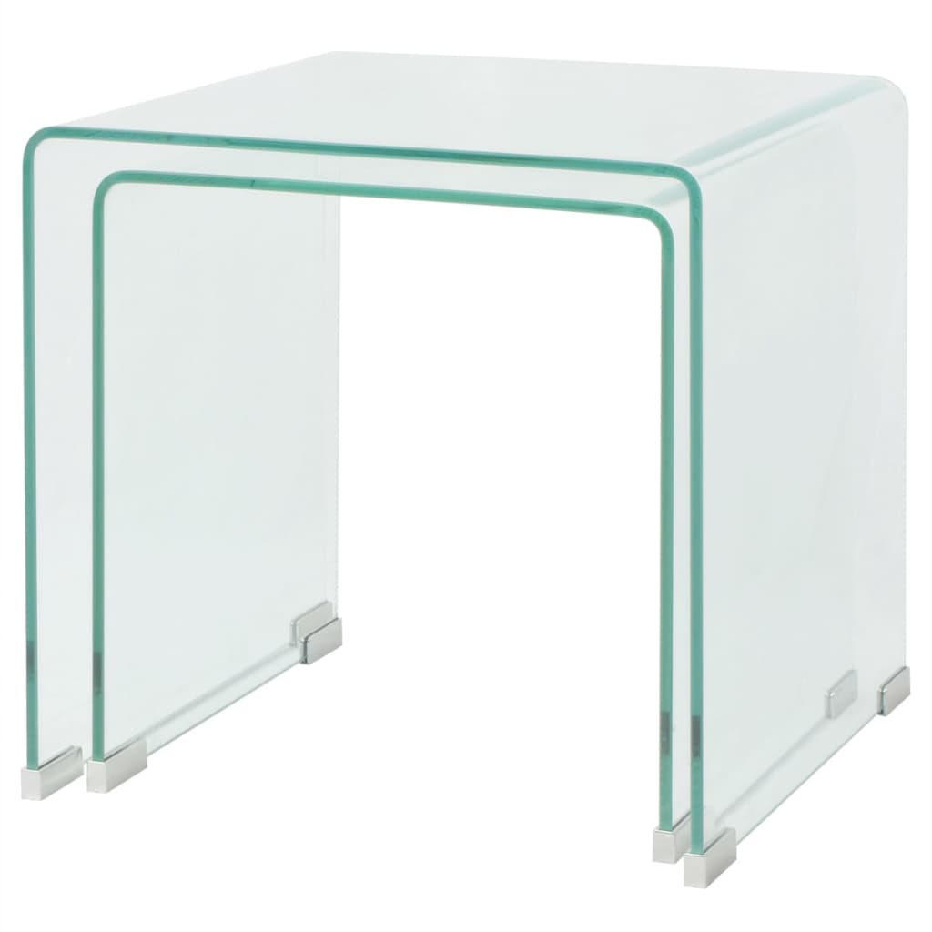 Bijzettafel Set -Dlg Transparant Gehard Glas 2