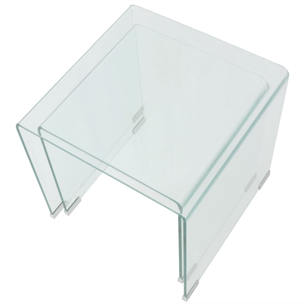 Bijzettafel Set -Dlg Transparant Gehard Glas 2
