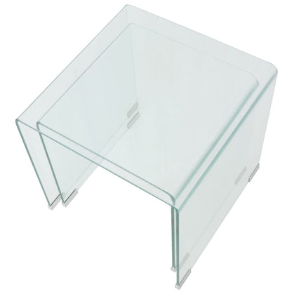 Bijzettafel Set -Dlg Transparant Gehard Glas 2