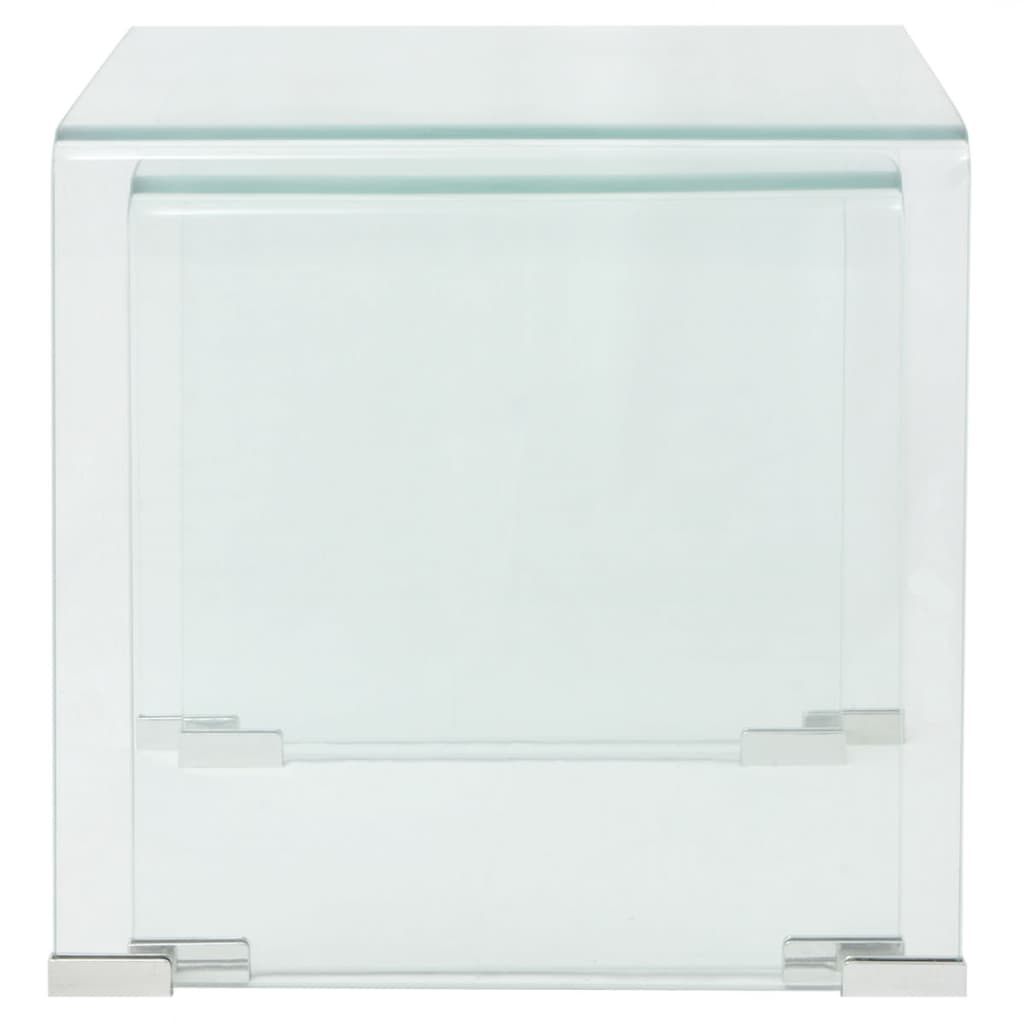 Bijzettafel Set -Dlg Transparant Gehard Glas 2
