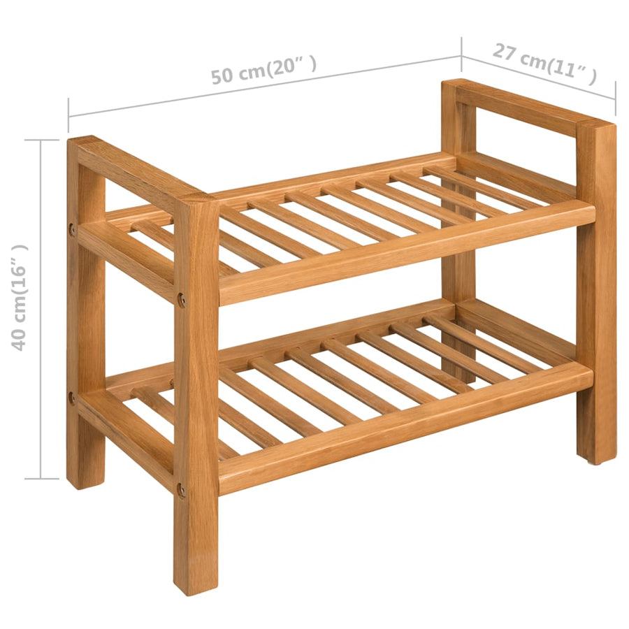 Schoenenrek Met 2 Schappen Massief Eikenhout 50 x 27 x 40 cm