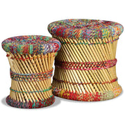 Krukken bamboe 2 st meerkleurig 39x37 cm