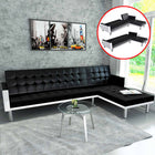 Sofa Bed L-Shaped Faux Leather Black and White