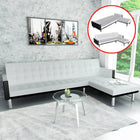 L-shaped sofa bed white faux leather