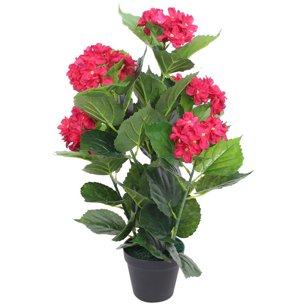 Kunst Hortensia Plant Met Pot 60 Cm Rood Hortensia/60 cm