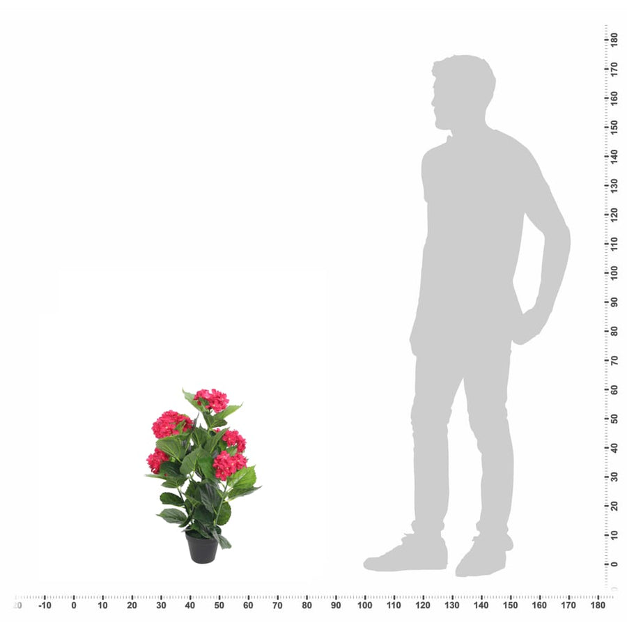 Kunst Hortensia Plant Met Pot 60 Cm Rood Hortensia/60 cm