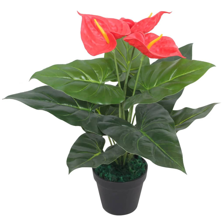 Kunst anthurium plant met pot 45 cm rood en geel Rood Anthurium/45 cm