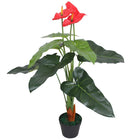 Artificial anthurium plant with pot 90 cm red and yellow