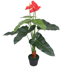 Kunst Anthurium Plant Met Pot 90 Cm En Geel Rood Anthurium/90 cm