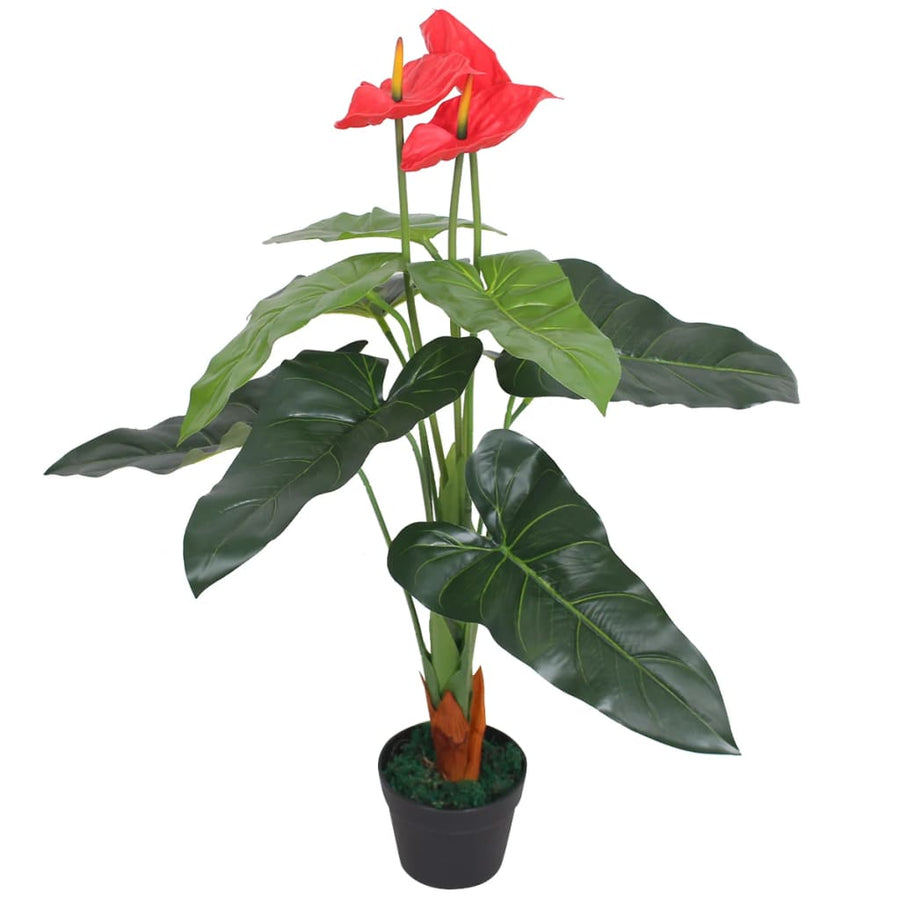 Kunst Anthurium Plant Met Pot 90 Cm En Geel Rood Anthurium/90 cm