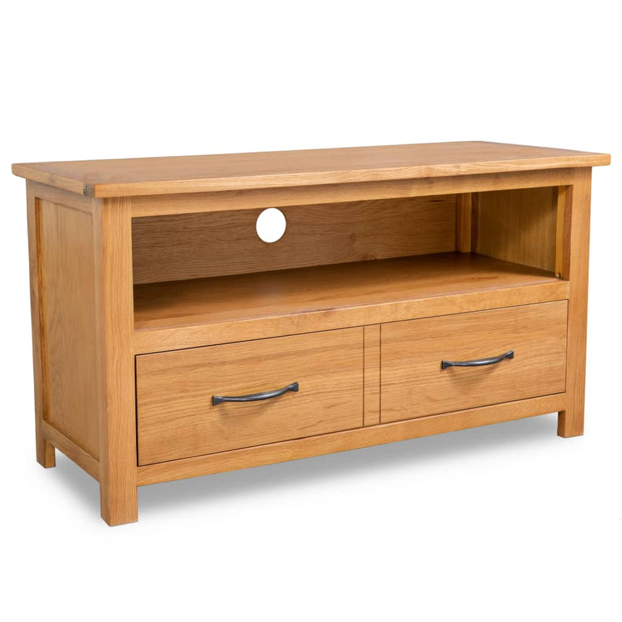 Tv-Meubel 90X35X48 Cm Massief Eikenhout