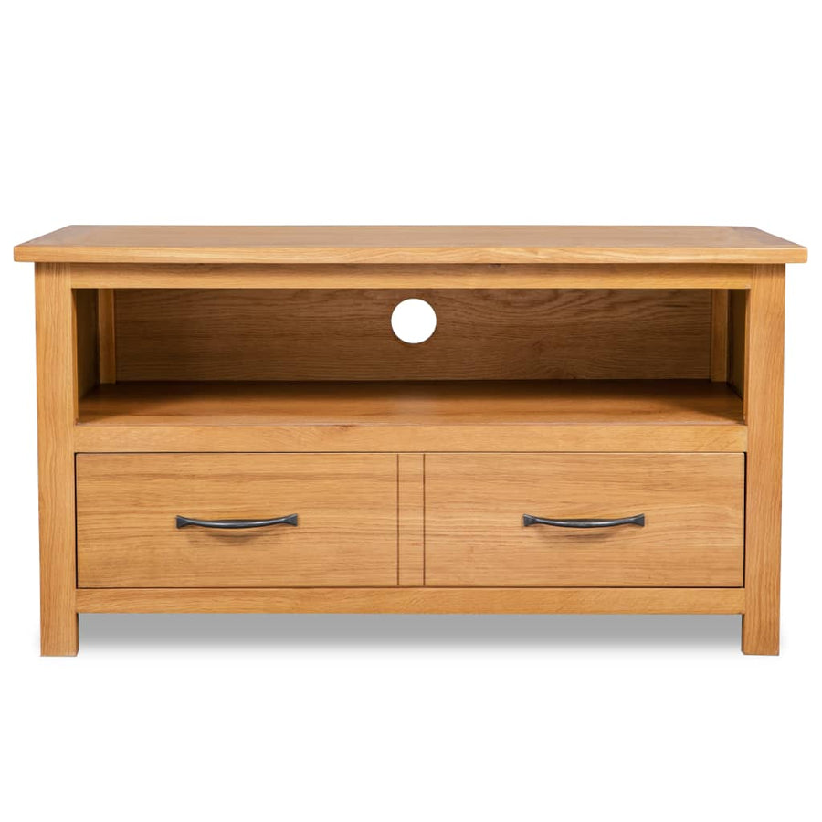 Tv-Meubel 90X35X48 Cm Massief Eikenhout