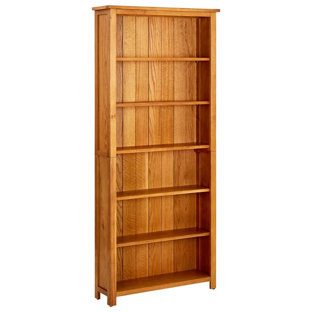 Boekenkast Met 6 Schappen 80X22,5X80 Cm Massief Eikenhout 80 x 22.5 x 180 cm