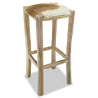Goat leather and solid teak bar stool