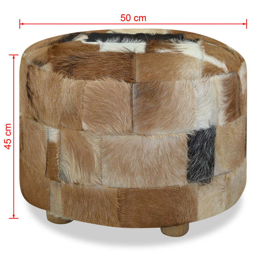 Poef Rond 50X50X45 Cm Echt Leer