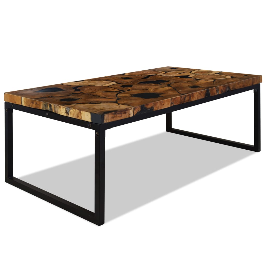 Salontafel 110X60X40 Cm Teakhout En Hars Zwart