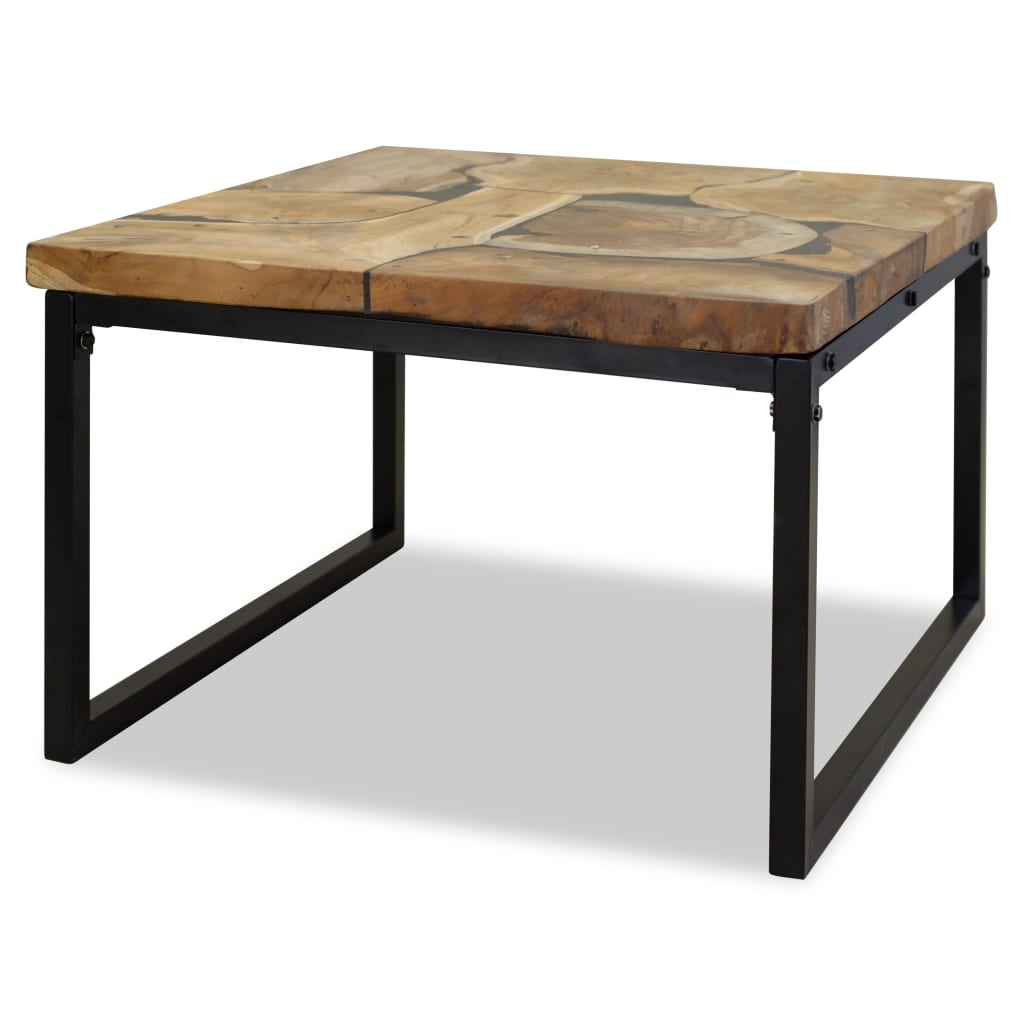 Salontafel 60X60X40 Cm Teakhout En Hars Zwart