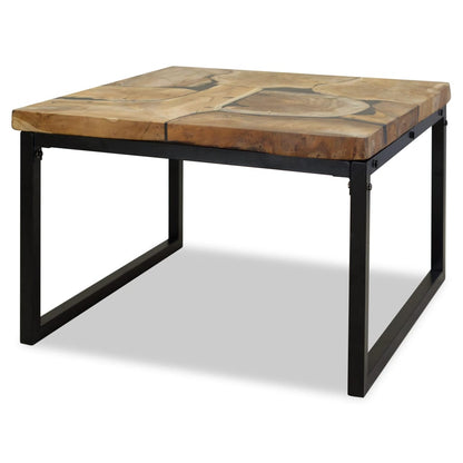 Salontafel 60X60X40 Cm Teakhout En Hars Zwart