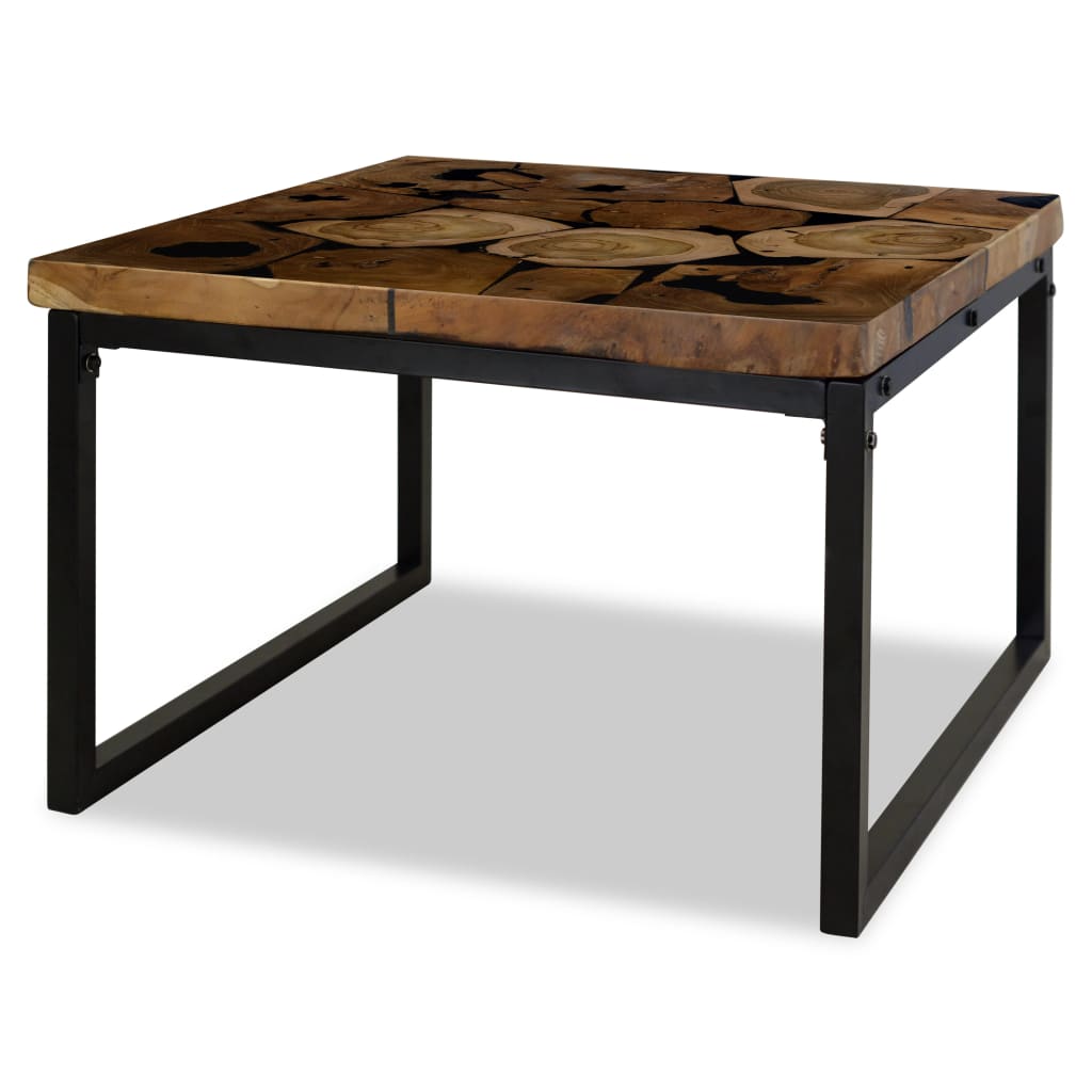 Salontafel 60X60X40 Cm Teakhout En Hars Zwart