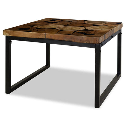 Salontafel 60X60X40 Cm Teakhout En Hars Zwart