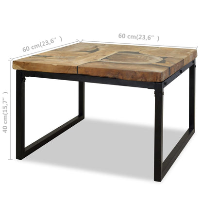 Salontafel 60X60X40 Cm Teakhout En Hars Zwart