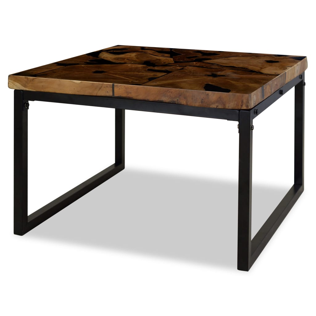 Salontafel 60X60X40 Cm Teakhout En Hars Zwart
