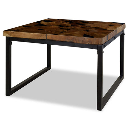 Salontafel 60X60X40 Cm Teakhout En Hars Zwart