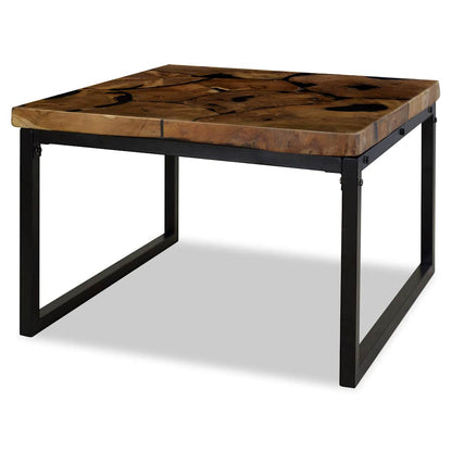 Salontafel 60X60X40 Cm Teakhout En Hars Zwart