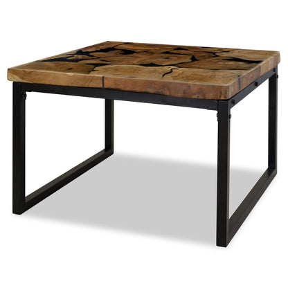 Salontafel 60X60X40 Cm Teakhout En Hars Zwart
