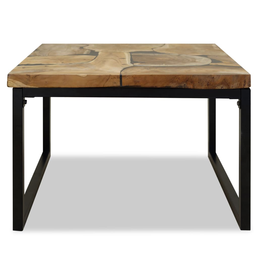 Salontafel 60X60X40 Cm Teakhout En Hars Zwart