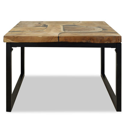 Salontafel 60X60X40 Cm Teakhout En Hars Zwart