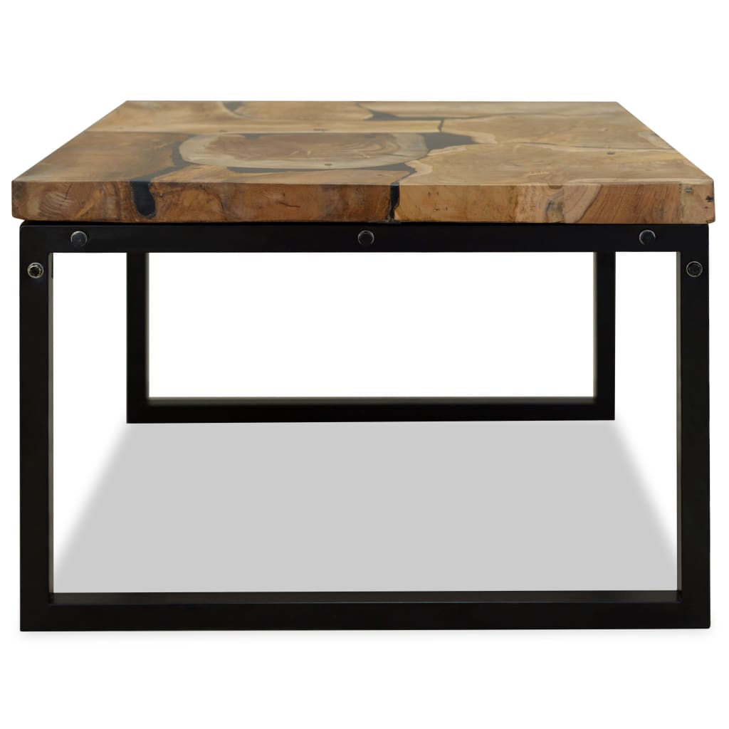 Salontafel 60X60X40 Cm Teakhout En Hars Zwart