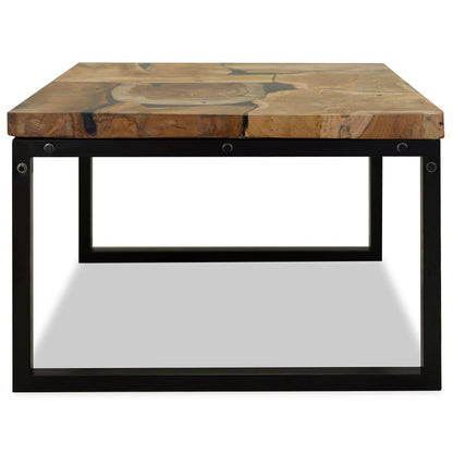 Salontafel 60X60X40 Cm Teakhout En Hars Zwart