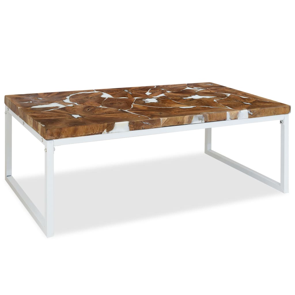 Salontafel Teakhout En Hars 110 x 60 x 40 cm Wit