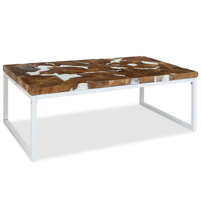 Salontafel Teakhout En Hars 110 x 60 x 40 cm Wit